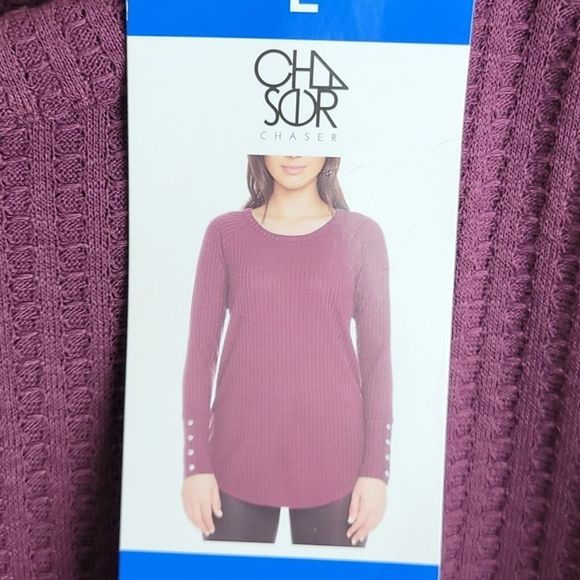 Chaser waffle knit  termal top women's Sz L NWT - Picture 4 of 8